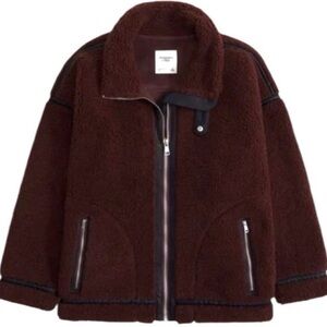 Abercrombie Brown Sherpa Aviator Jacket in Deep Brown